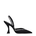 Sandales à talons aiguilles en satin noir Stuart Weitzman