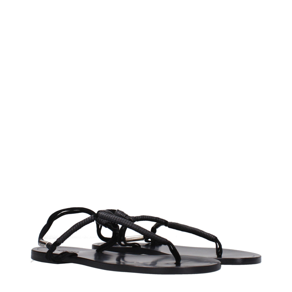 Sandales tongs en cuir noir Isabel Marant