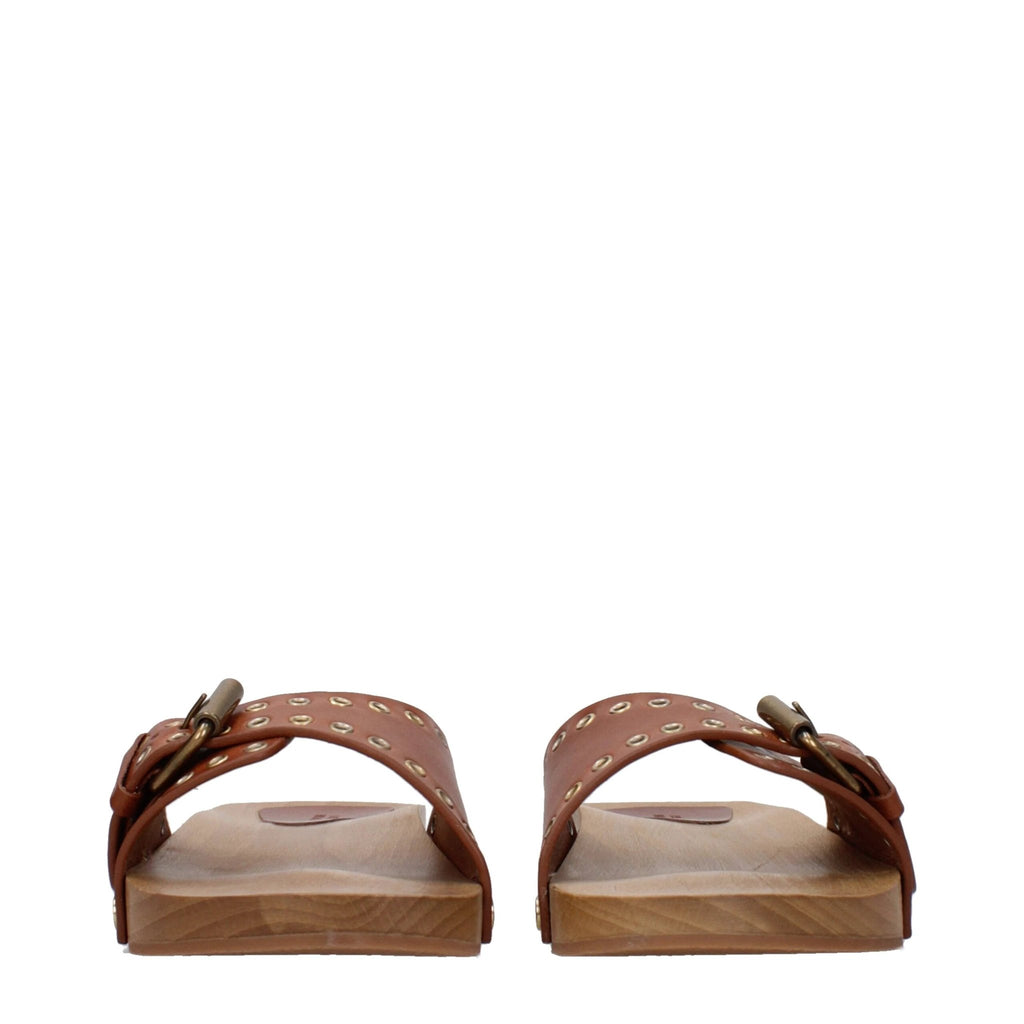 Pantoufles en cuir marron Isabel Marant
