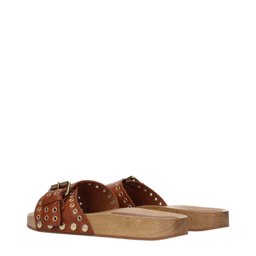 Pantoufles en cuir marron Isabel Marant