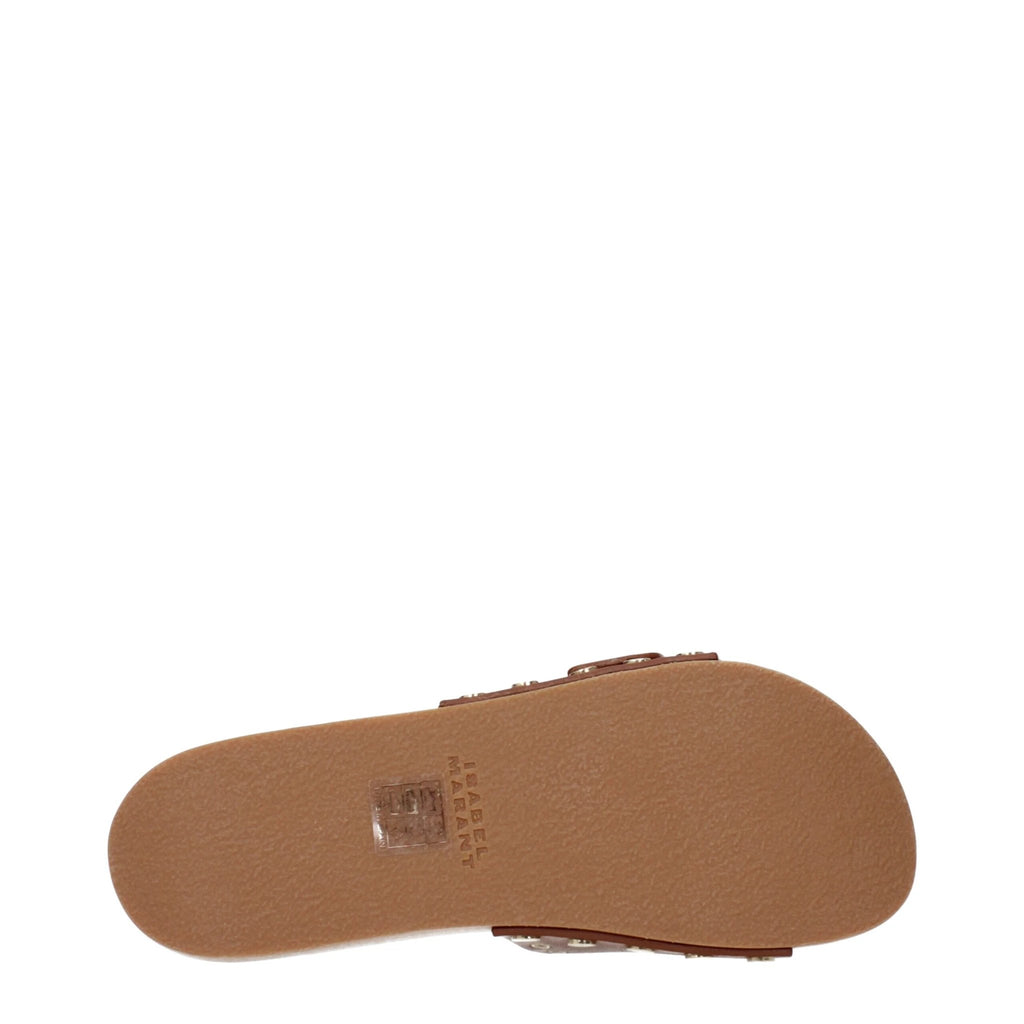 Pantoufles en cuir marron Isabel Marant