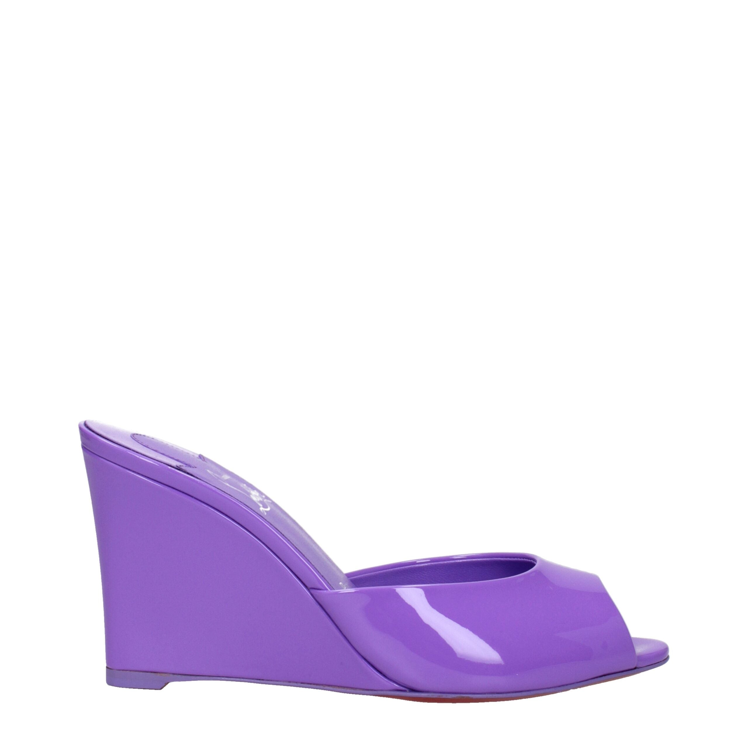 Sandales compensées en cuir violet Christian Louboutin