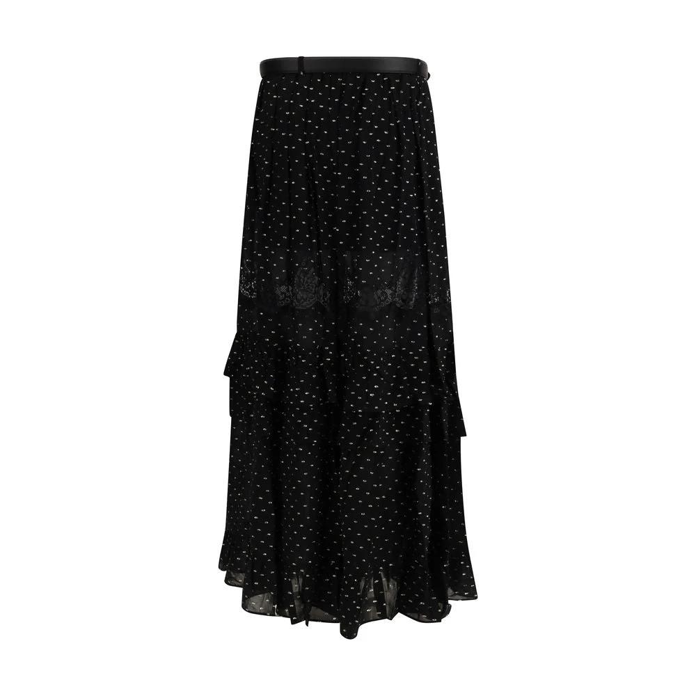 Self-Portrait Black Viscose Long Skirt by Self-Portrait