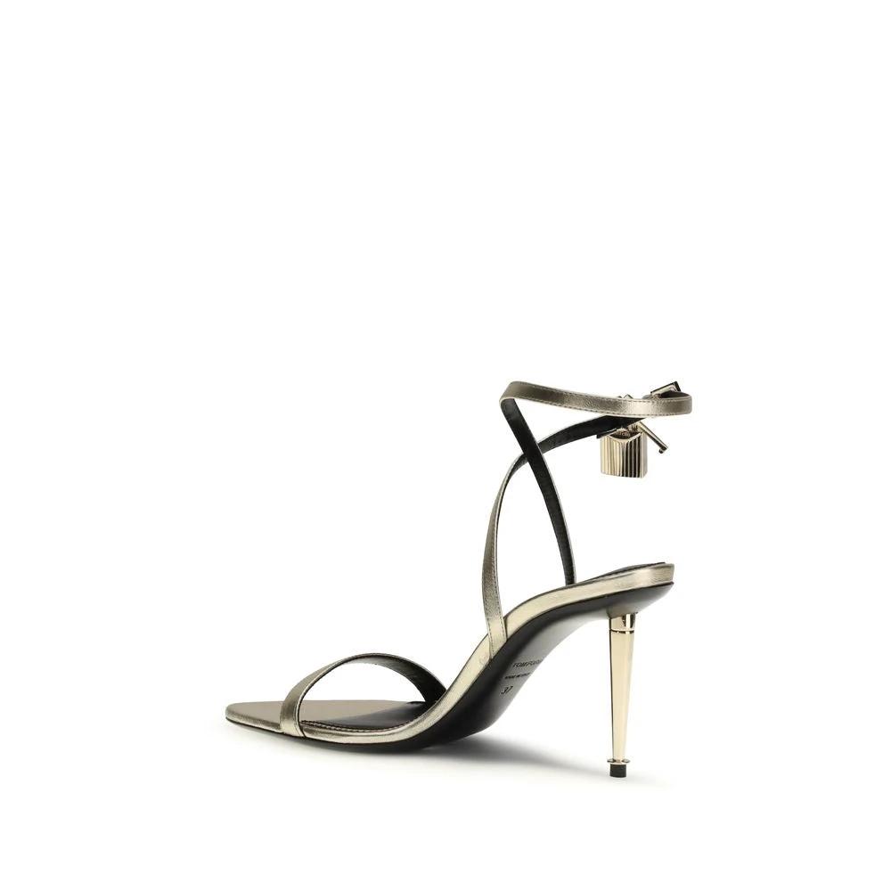 Tom Ford Gold Calf Leather Bos Taurus Stiletto Heel Sandals by Tom Ford