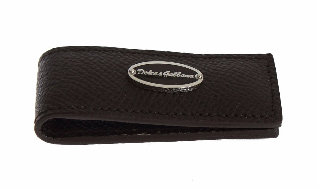 Dolce & Gabbana Brown Leather Magnet Mens Money Bar Clasp Money Cash Clip by Dolce & Gabbana