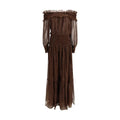 Self-Portrait Brown Silk Long Dress by Self-Portrait