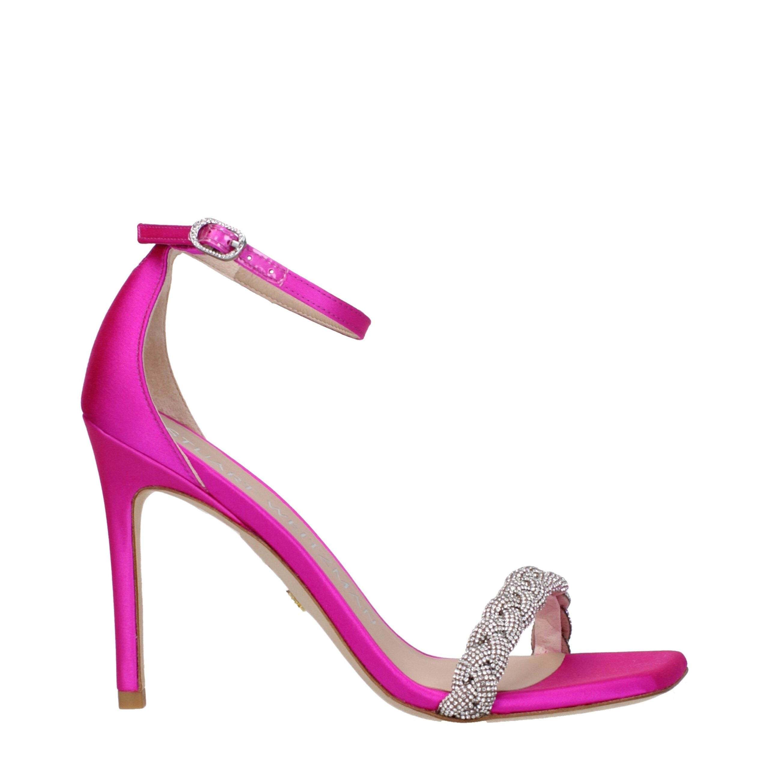 Sandales à talons aiguilles en satin rose Stuart Weitzman