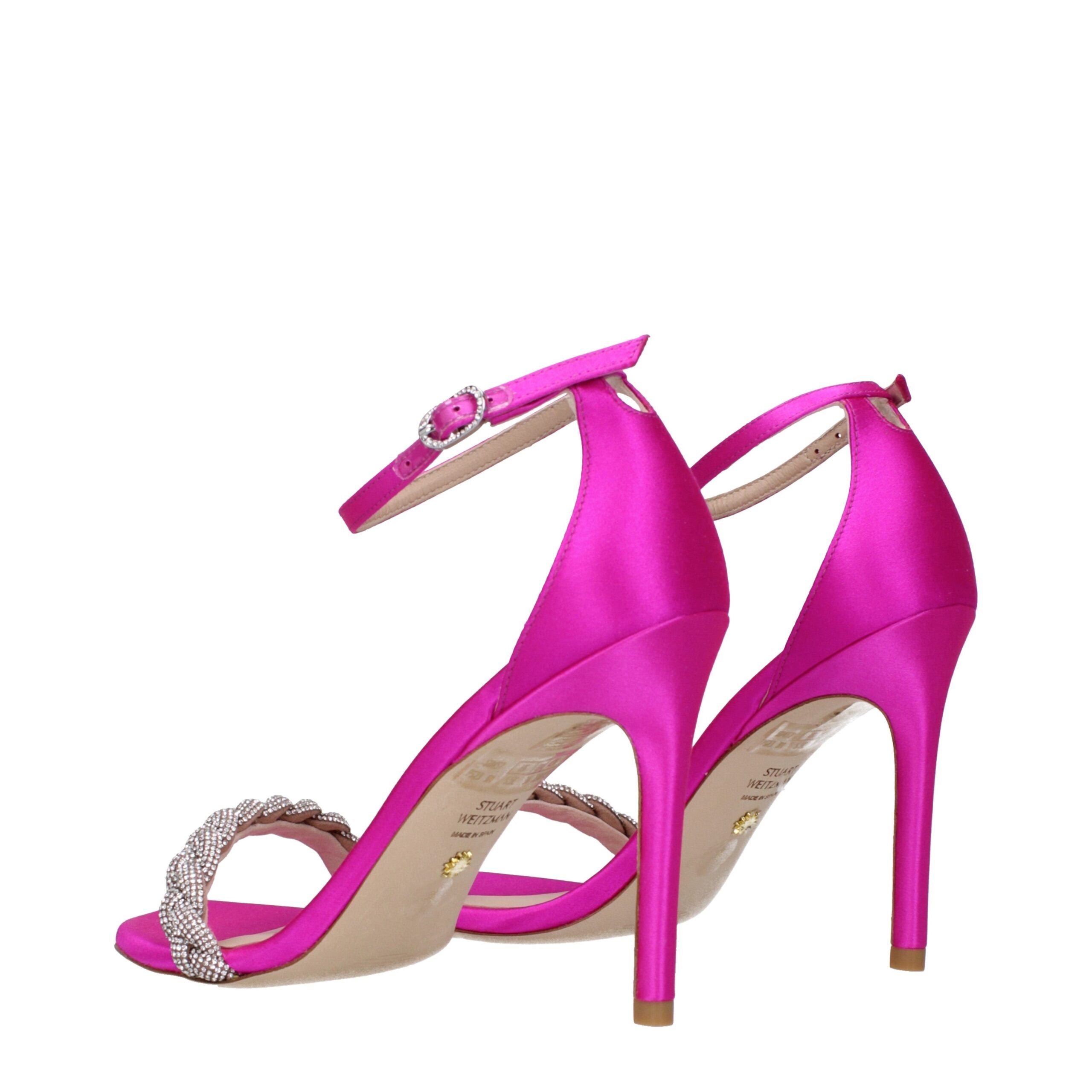 Sandales à talons aiguilles en satin rose Stuart Weitzman