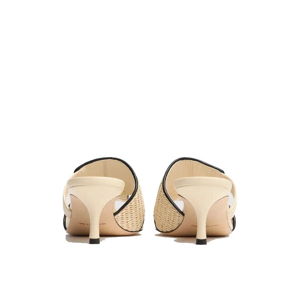 Manolo Blahnik Beige Leather Stiletto Heel Sandals by Manolo Blahnik