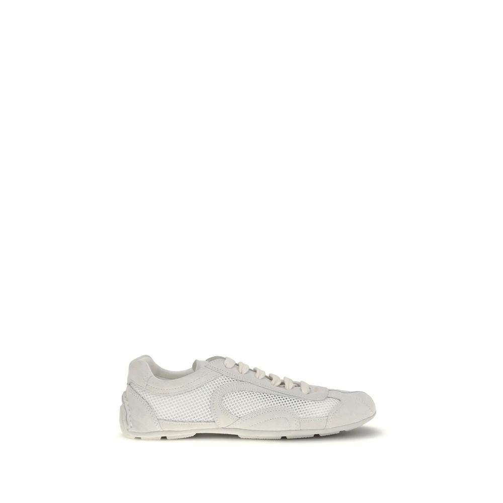 Prada White Fabric Low Top Sneakers by Prada