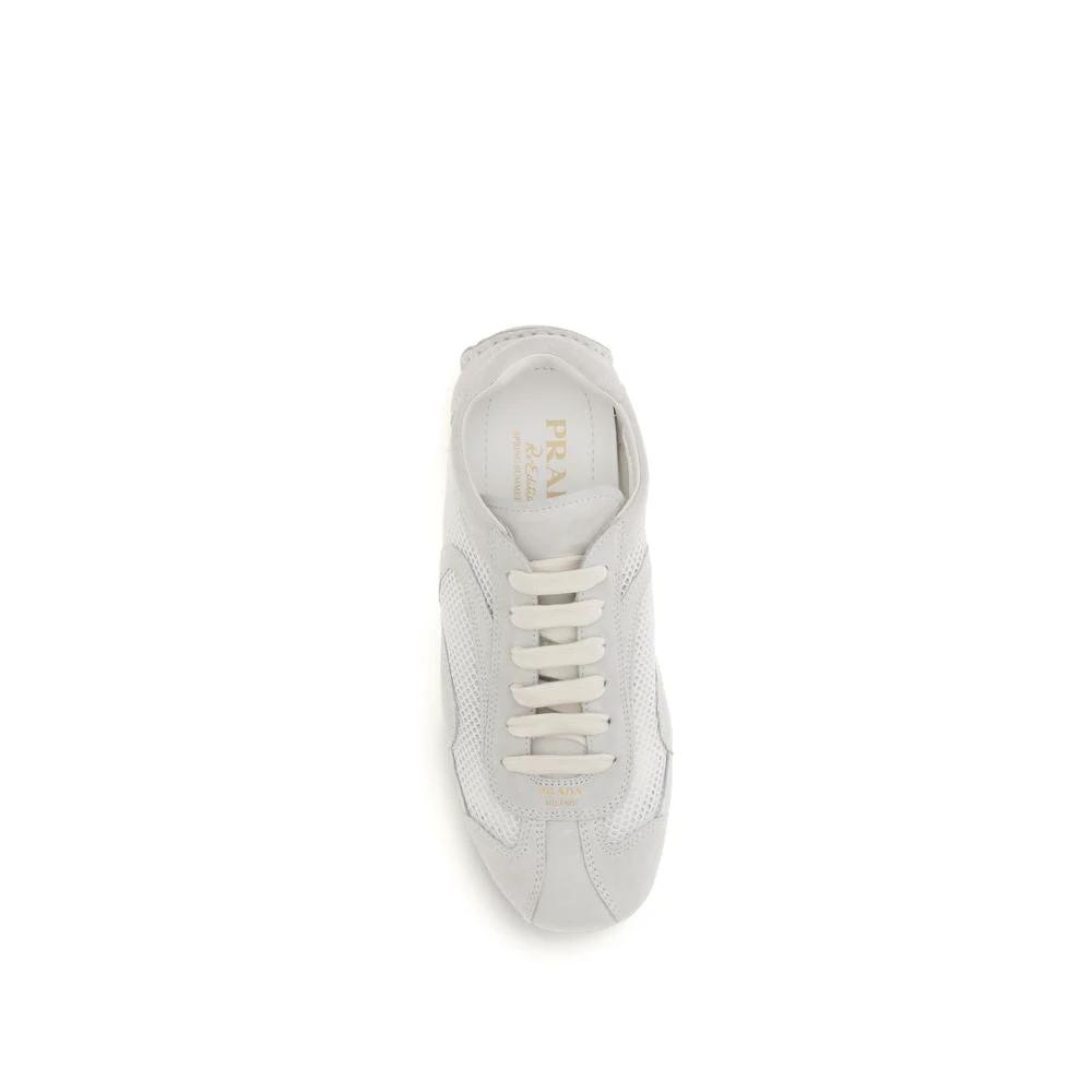 Prada White Fabric Low Top Sneakers by Prada