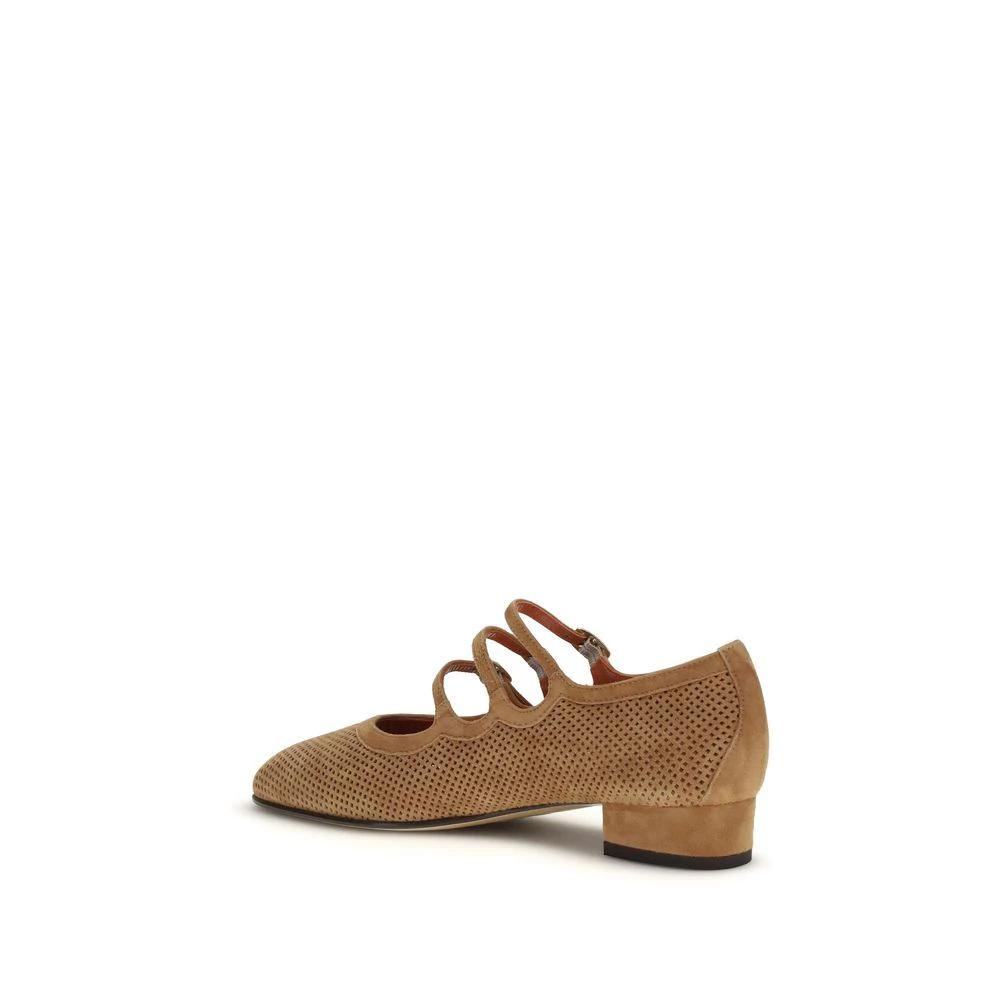 Carel Paris Beige Calf Leather Bos Taurus Ballet Flats