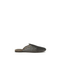 Mules Bos Taurus en cuir de veau gris Brunello Cucinelli