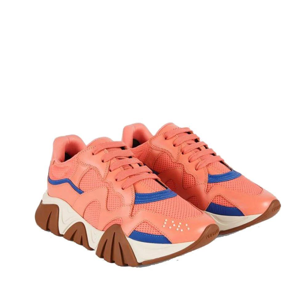 Versace Orange Leather Chunky Sneakers by Versace