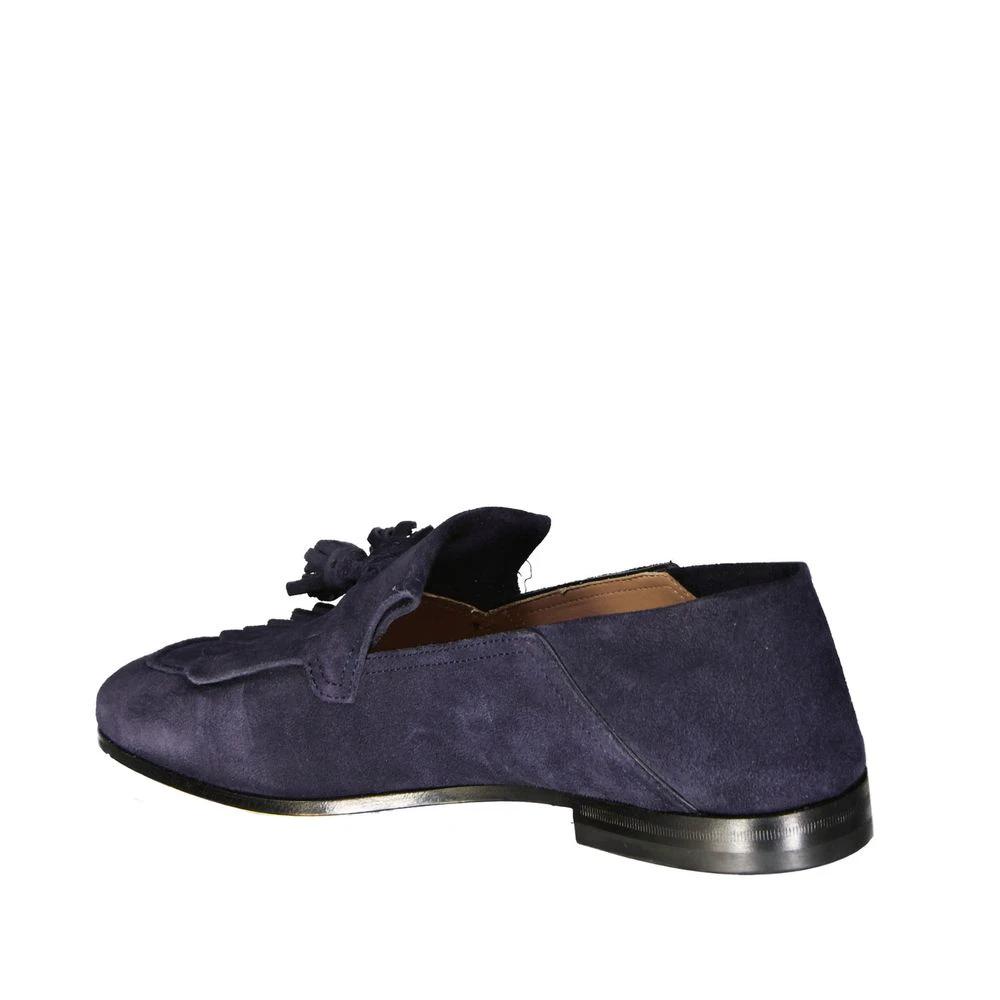 Salvatore Ferragamo Blue Calfskin Slip-On Loafers by Salvatore Ferragamo