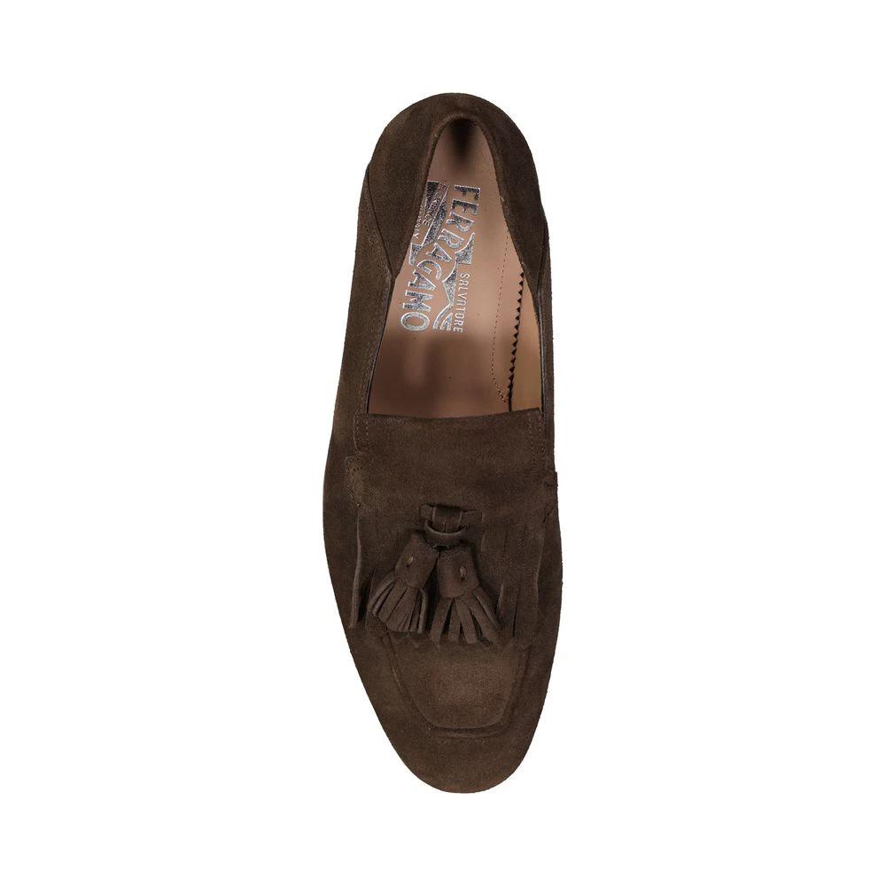 Salvatore Ferragamo Brown Calfskin Slip-On Loafers by Salvatore Ferragamo