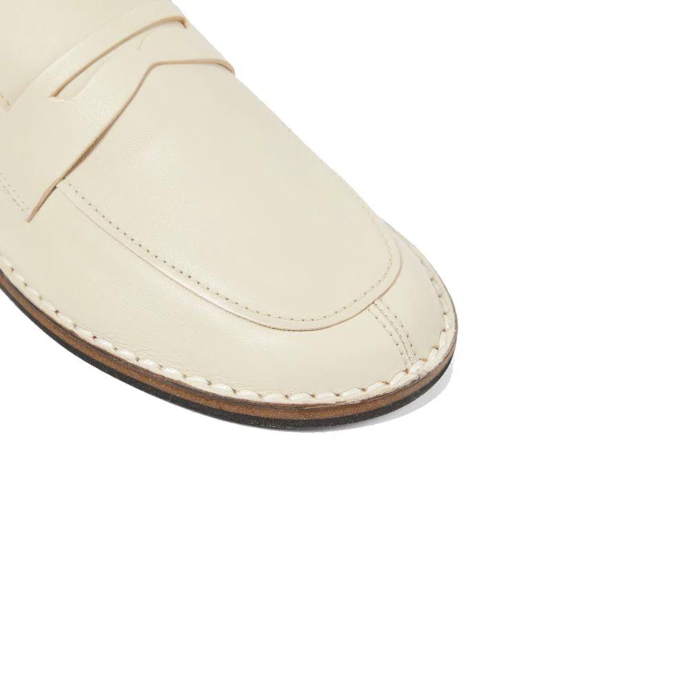 The Row White Calfskin Slip-On Loafers