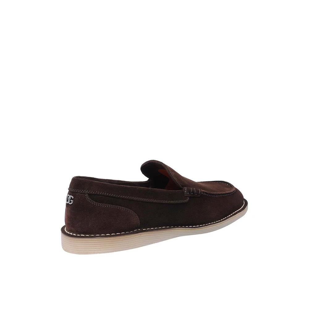 Dolce & Gabbana Brown Calfskin Slip-On Loafers by Dolce & Gabbana
