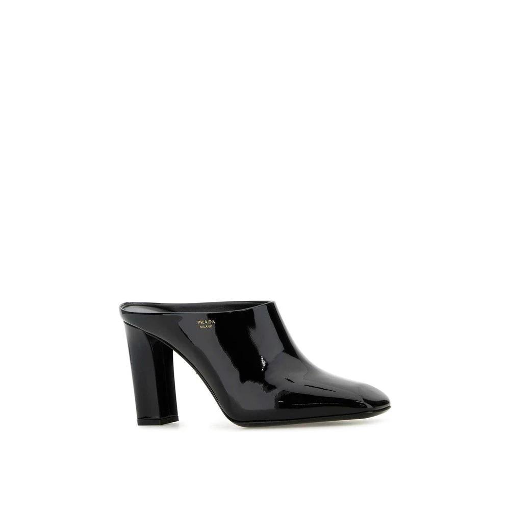 Mules Prada en cuir de veau noir