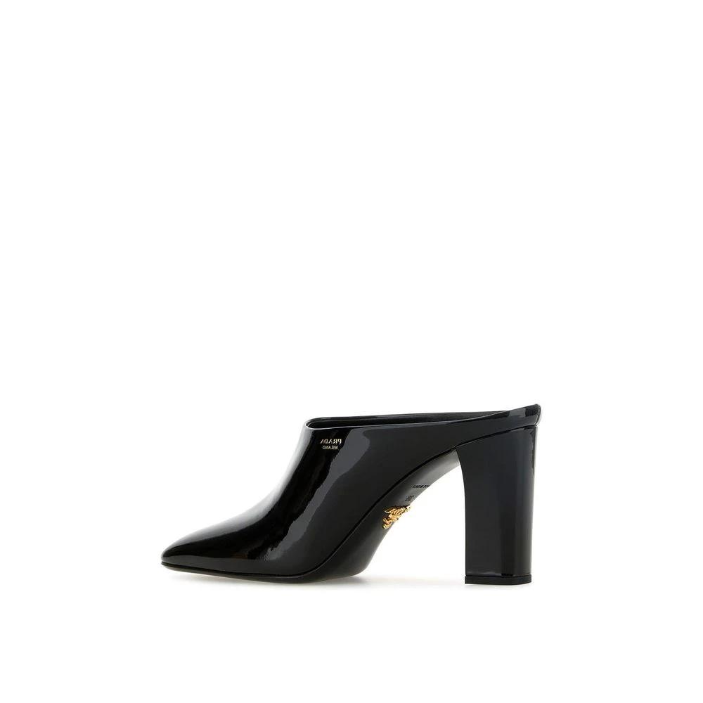 Mules Prada en cuir de veau noir