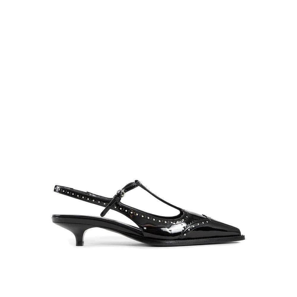 Miu Miu Black Calfskin Mid Heel Pumps by Miu Miu