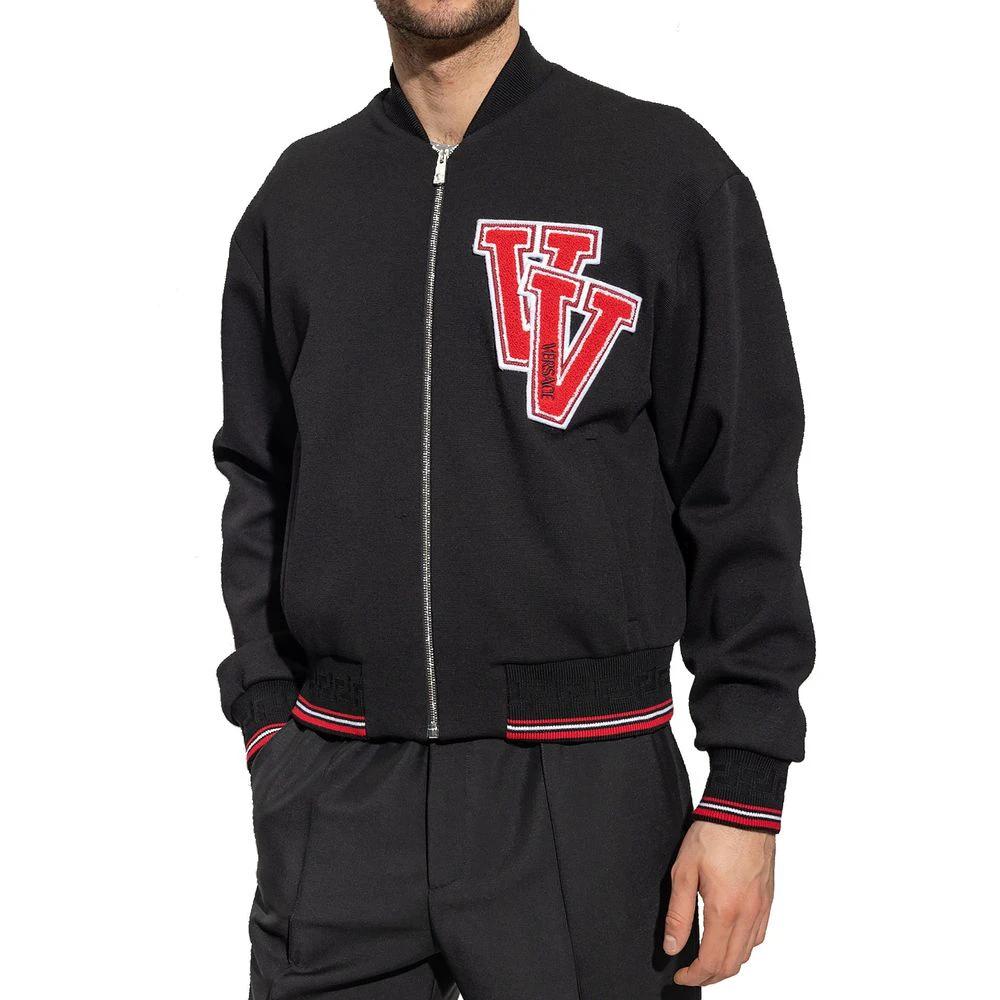 Versace Black Virgin Wool Bomber by Versace