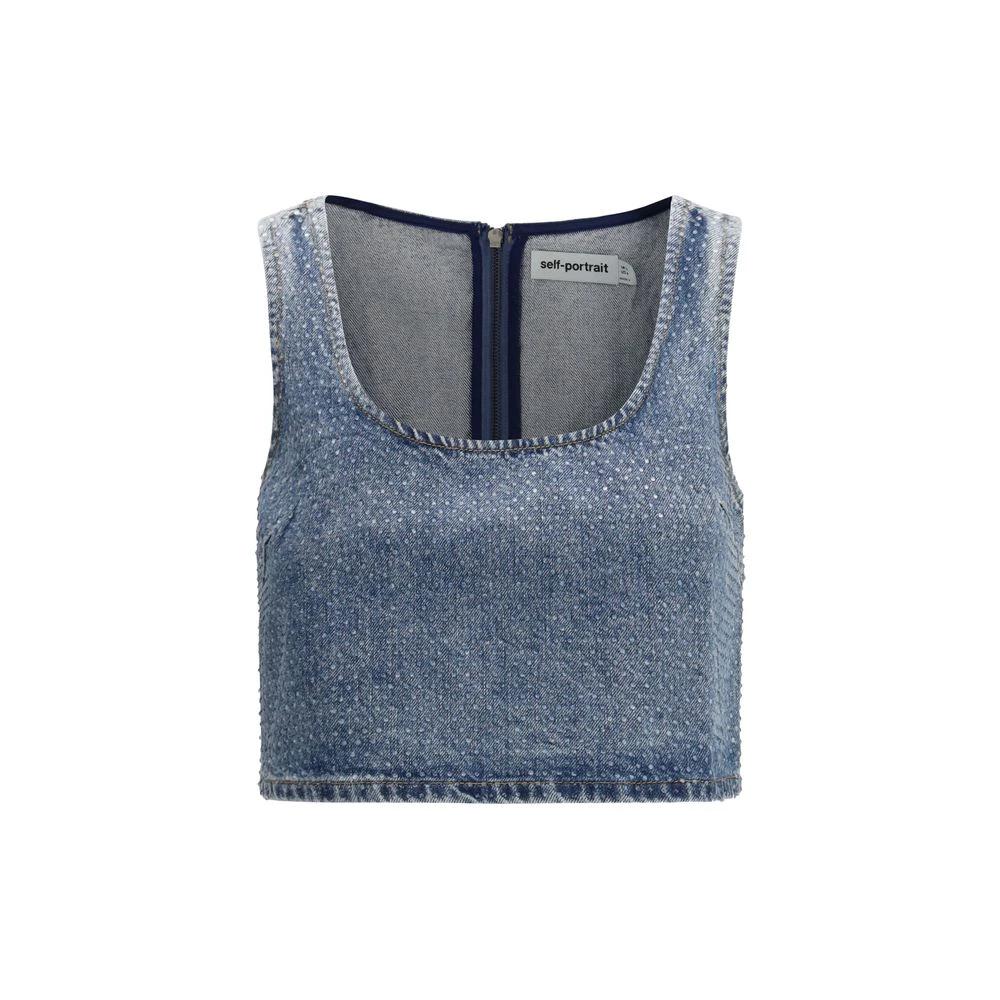 Self-Portrait Blue Cotton Top by Self-Portrait