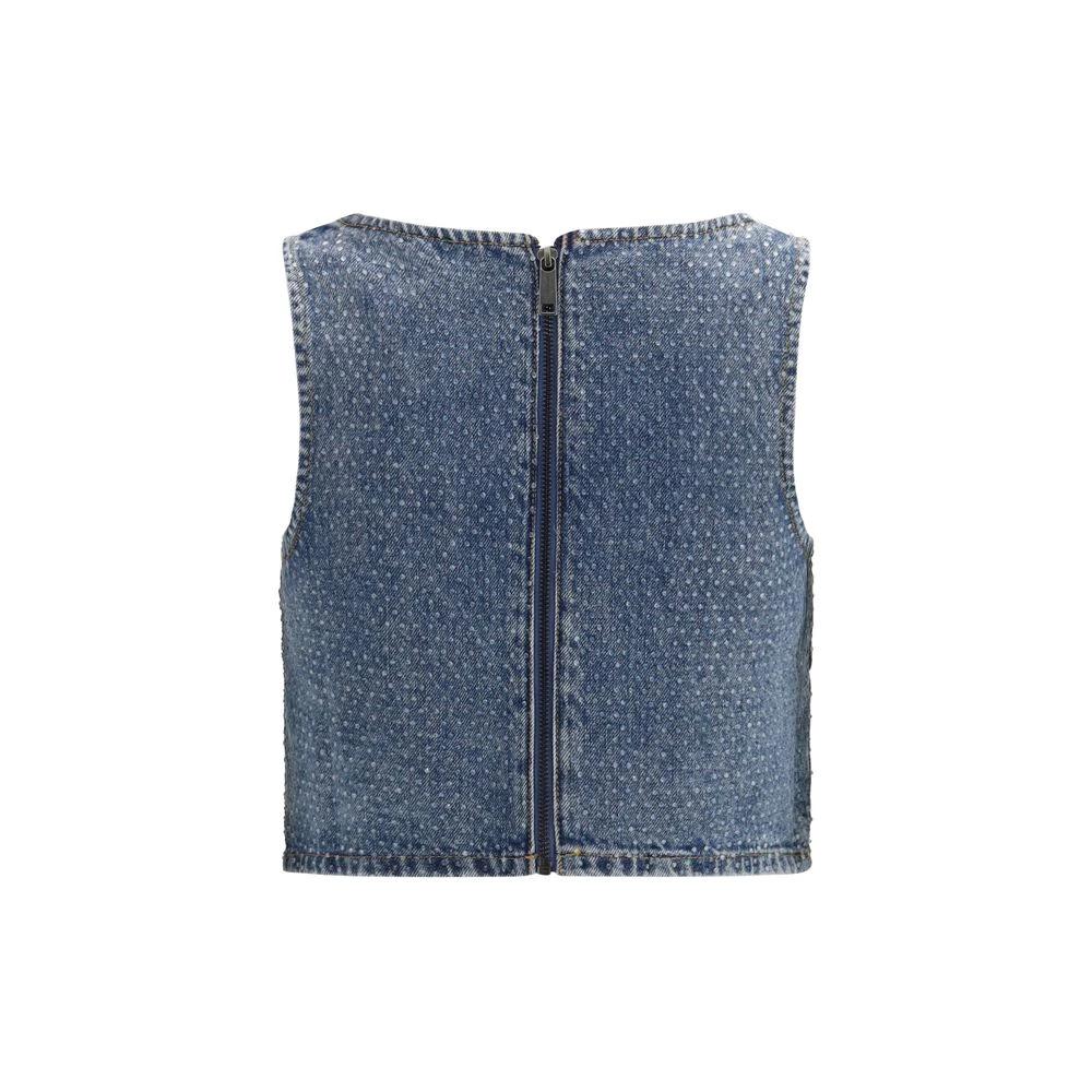 Self-Portrait Blue Cotton Top by Self-Portrait