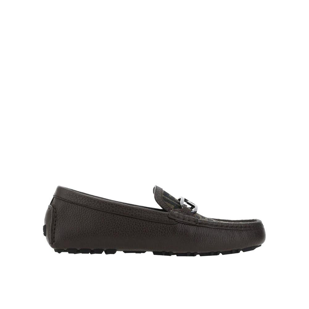 Fendi Brown Calfskin Slip-On Loafers by Fendi
