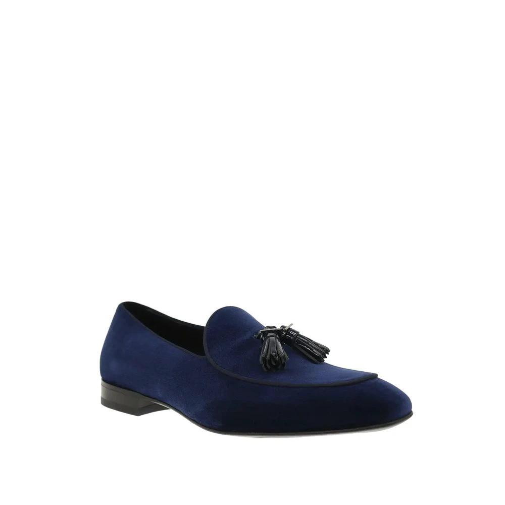 Salvatore Ferragamo Blue Leather Slip-On Loafers by Salvatore Ferragamo