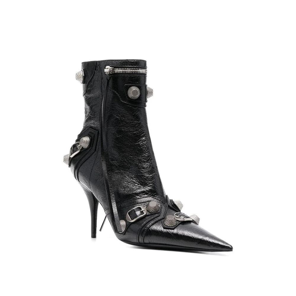 Balenciaga Black Lamb Leather Lace-Up Boots by Balenciaga