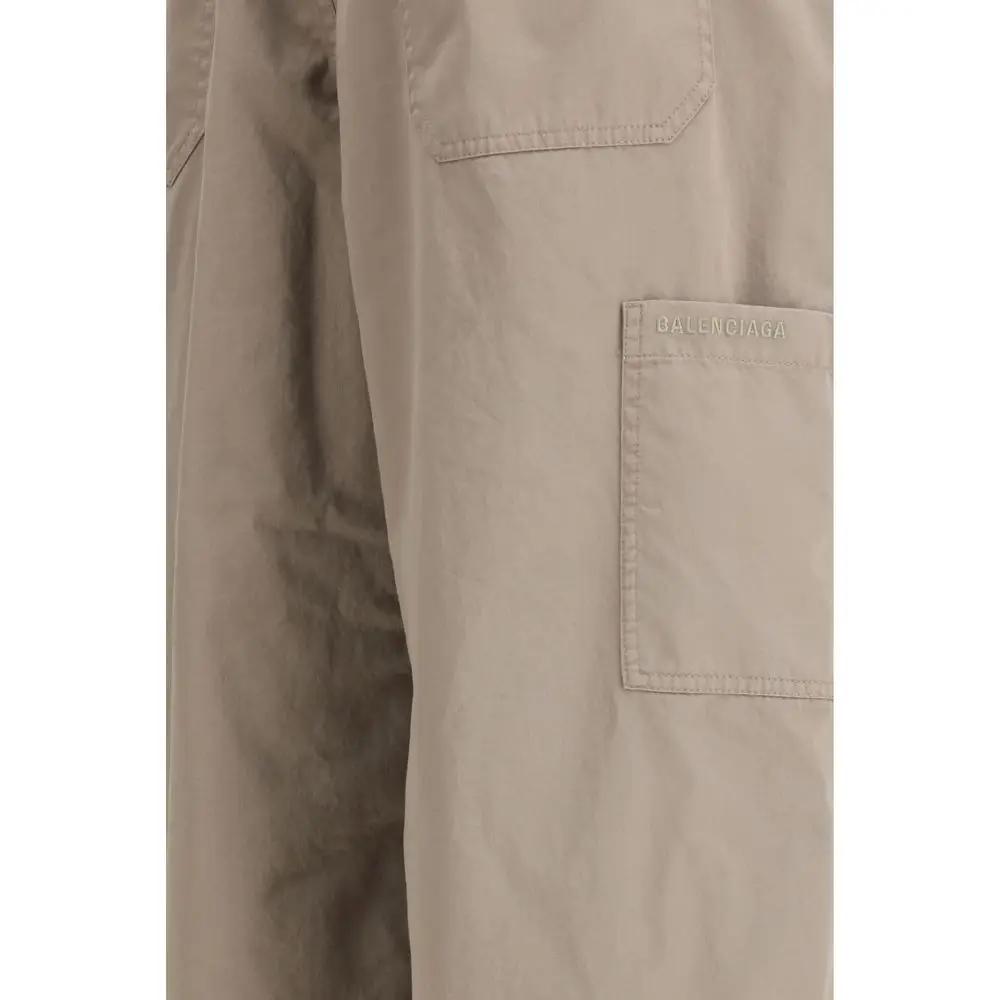 Pantalon décontracté en coton beige Balenciaga