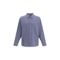 Men’s Blue Oversized Striped Shirt – Balenciaga Embroidered Poplin Logo SS26
