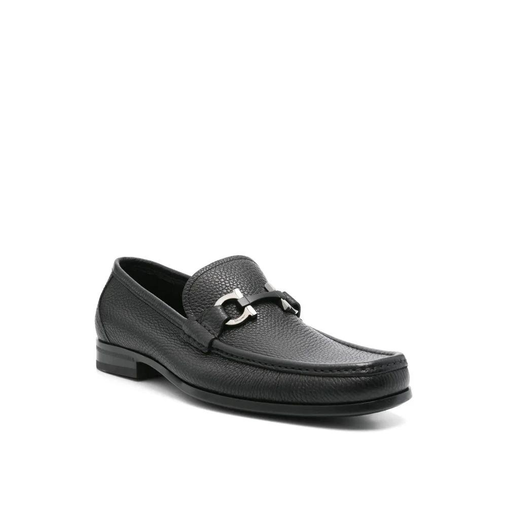 Salvatore Ferragamo Black Calfskin Slip-On Loafers by Salvatore Ferragamo