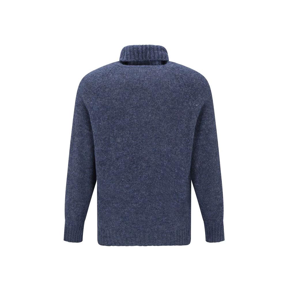 Brunello Cucinelli Blue Alpaca Leather Turtleneck by Brunello Cucinelli
