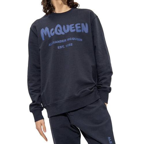 Alexander McQueen Blue Cotton Sweatshirt by Alexander McQueen