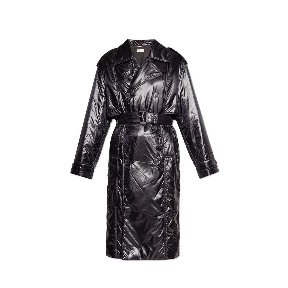 Saint Laurent Black Polyamide Coat by Saint Laurent