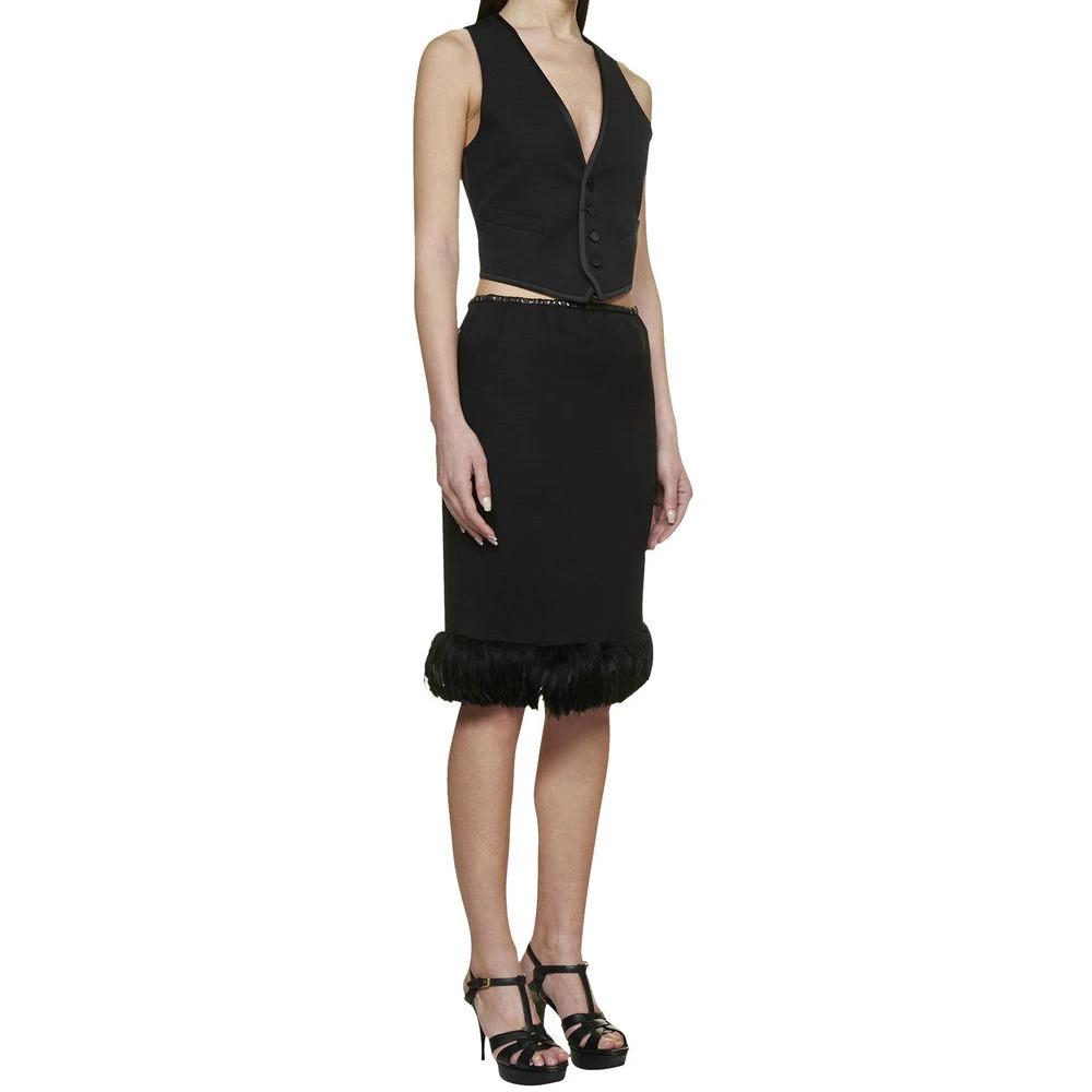 Saint Laurent Black Silk Midi Skirt by Saint Laurent