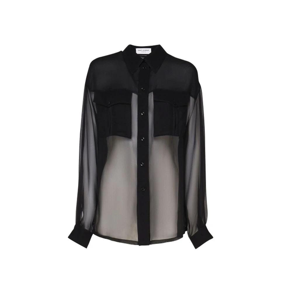 Chemise habillée en soie noire Saint Laurent