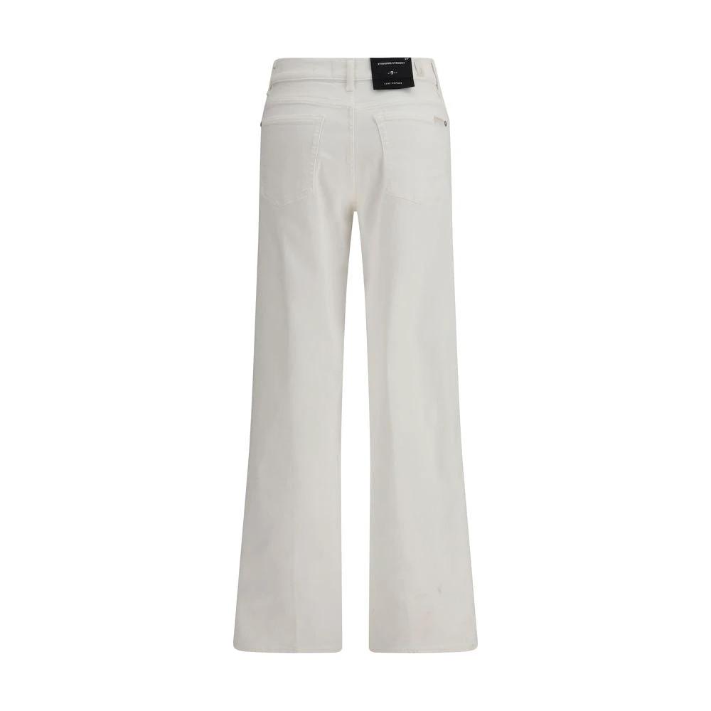 7FOR White Cotton Straight-Leg Jeans