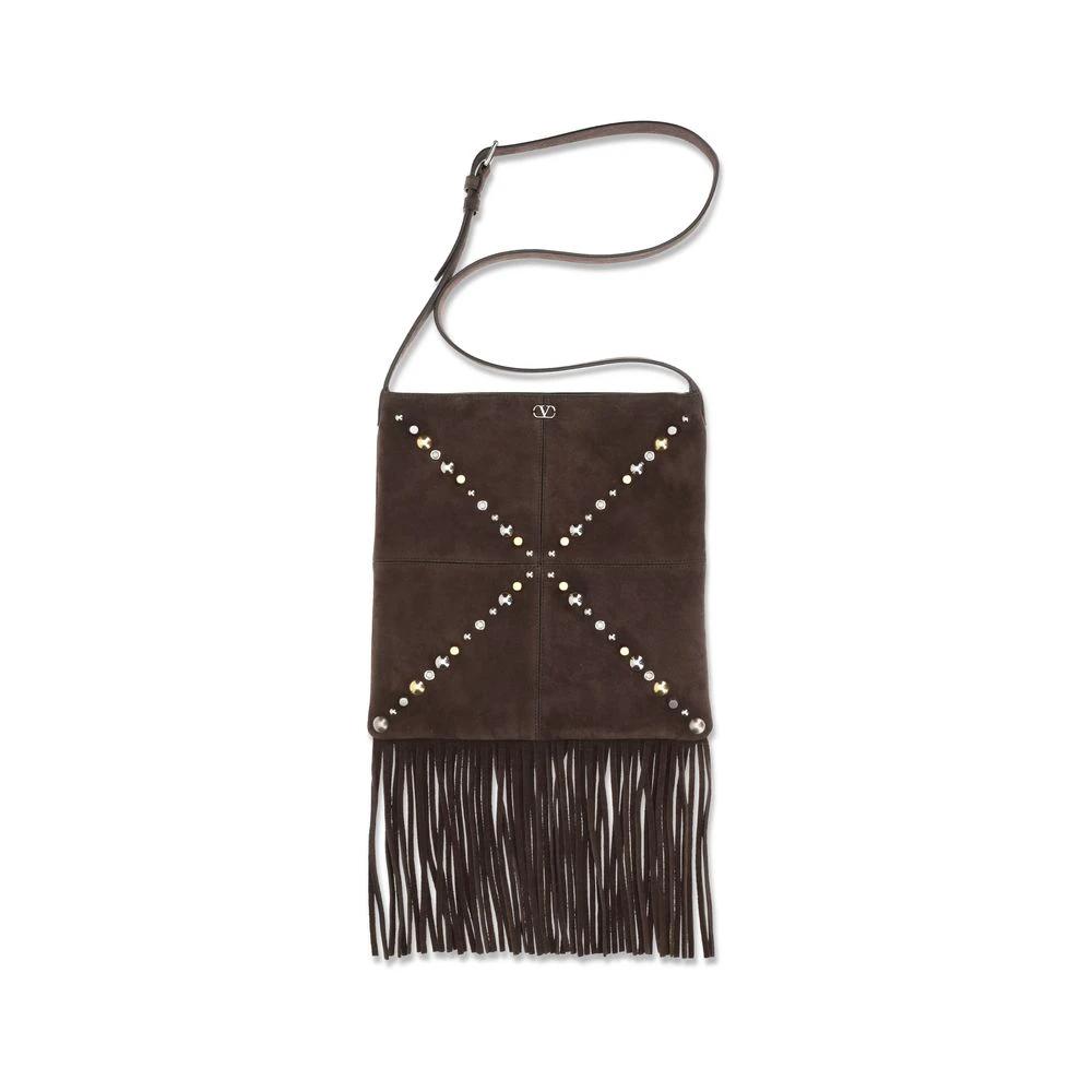 Valentino Garavani Brown Calf Leather Bos Taurus Shoulder Bag by Valentino Garavani