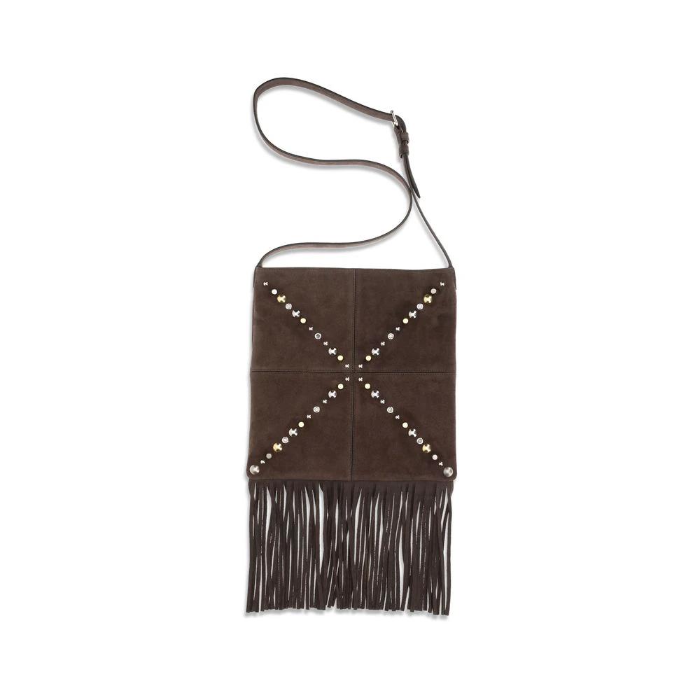 Valentino Garavani Brown Calf Leather Bos Taurus Shoulder Bag by Valentino Garavani