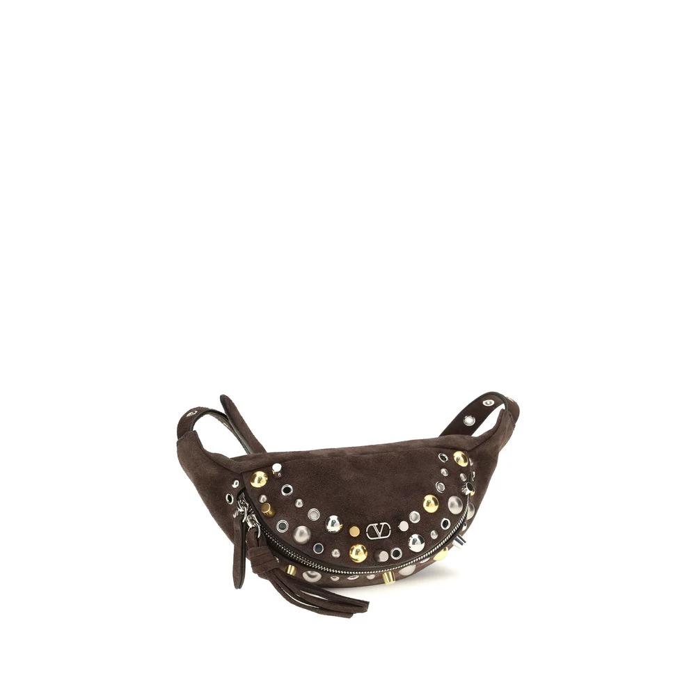 Valentino Garavani Brown Calf Leather Bos Taurus Shoulder Bag by Valentino Garavani