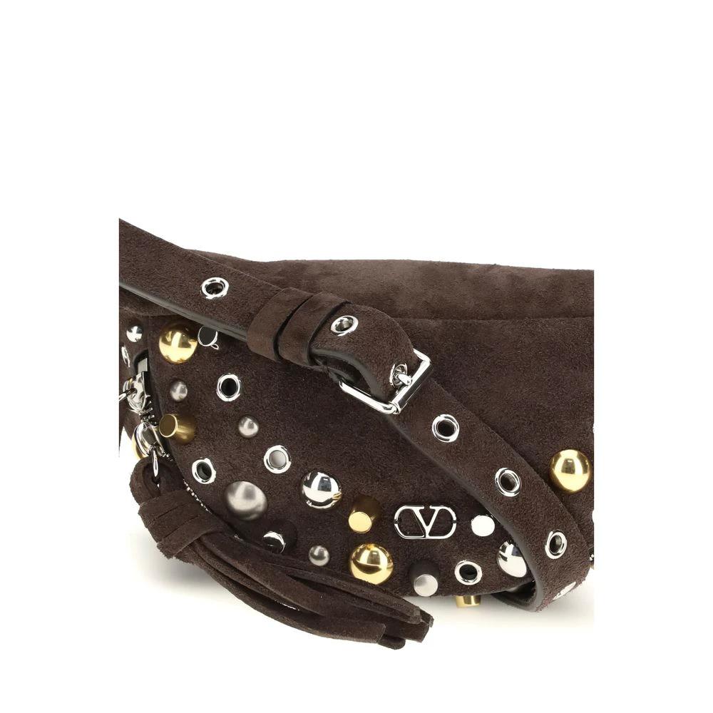 Valentino Garavani Brown Calf Leather Bos Taurus Shoulder Bag by Valentino Garavani