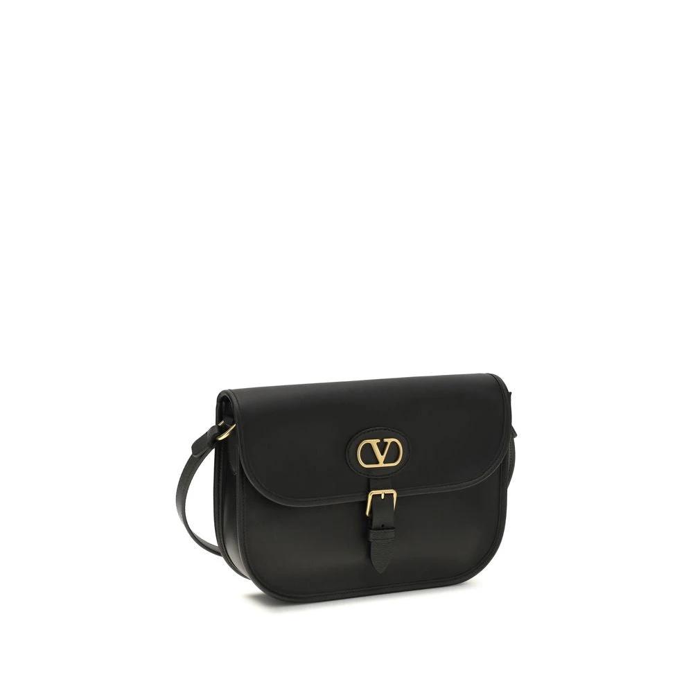 Valentino Garavani Black Calf Leather Bos Taurus Shoulder Bag by Valentino Garavani