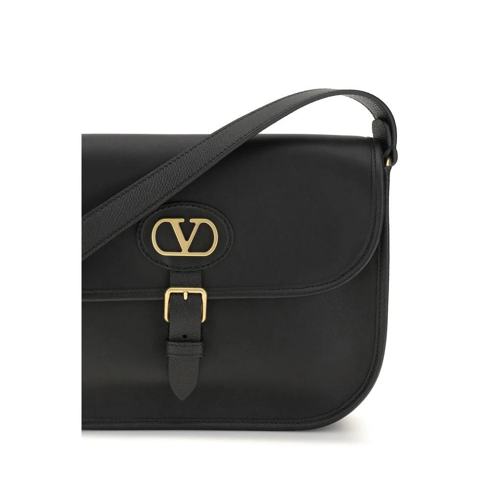 Valentino Garavani Black Calf Leather Bos Taurus Shoulder Bag by Valentino Garavani