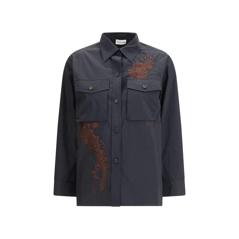 P.A.R.O.S.H. Black Cotton Pattern Shirt by P.A.R.O.S.H.