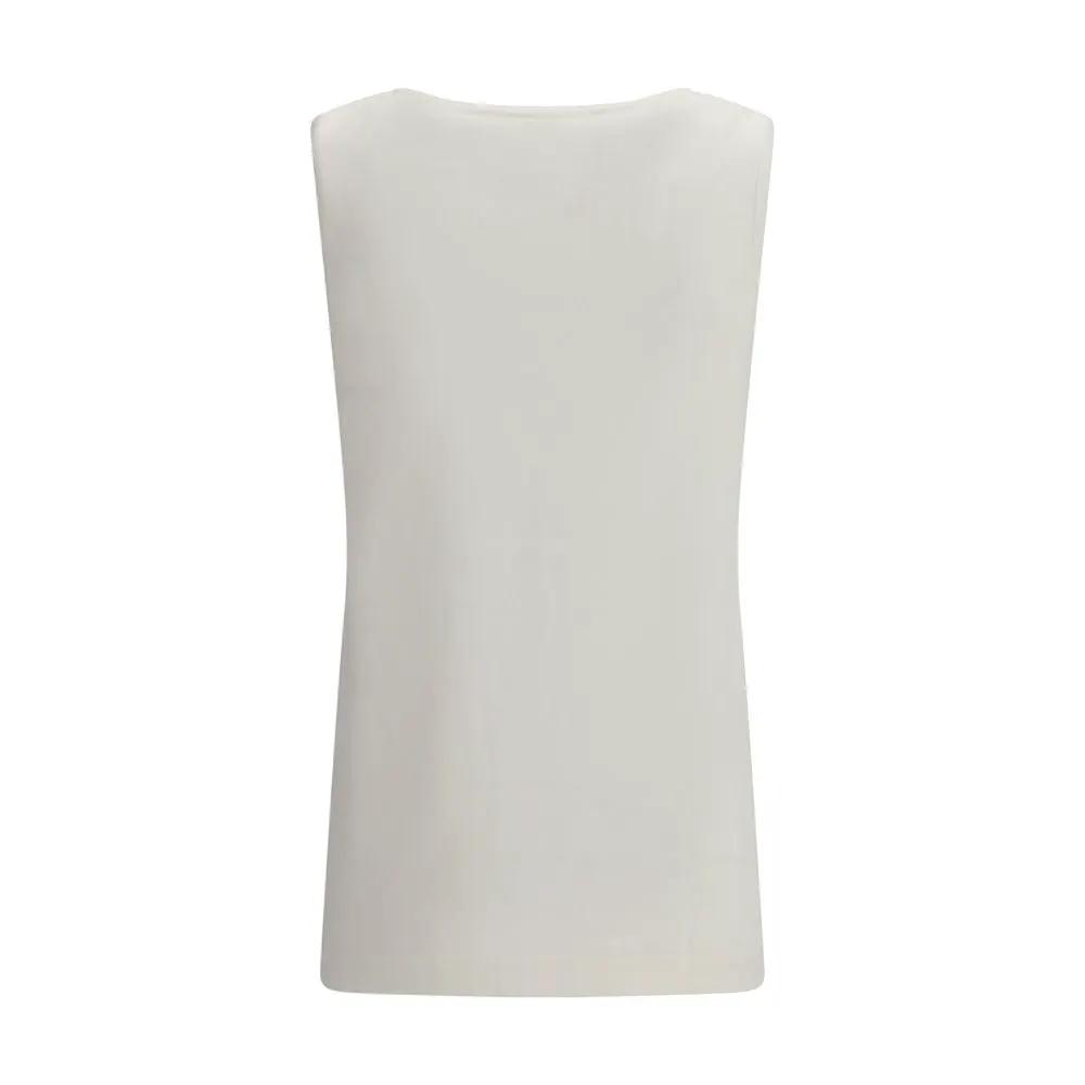 P.A.R.O.S.H. White Linen Sleeveles T-Shirt