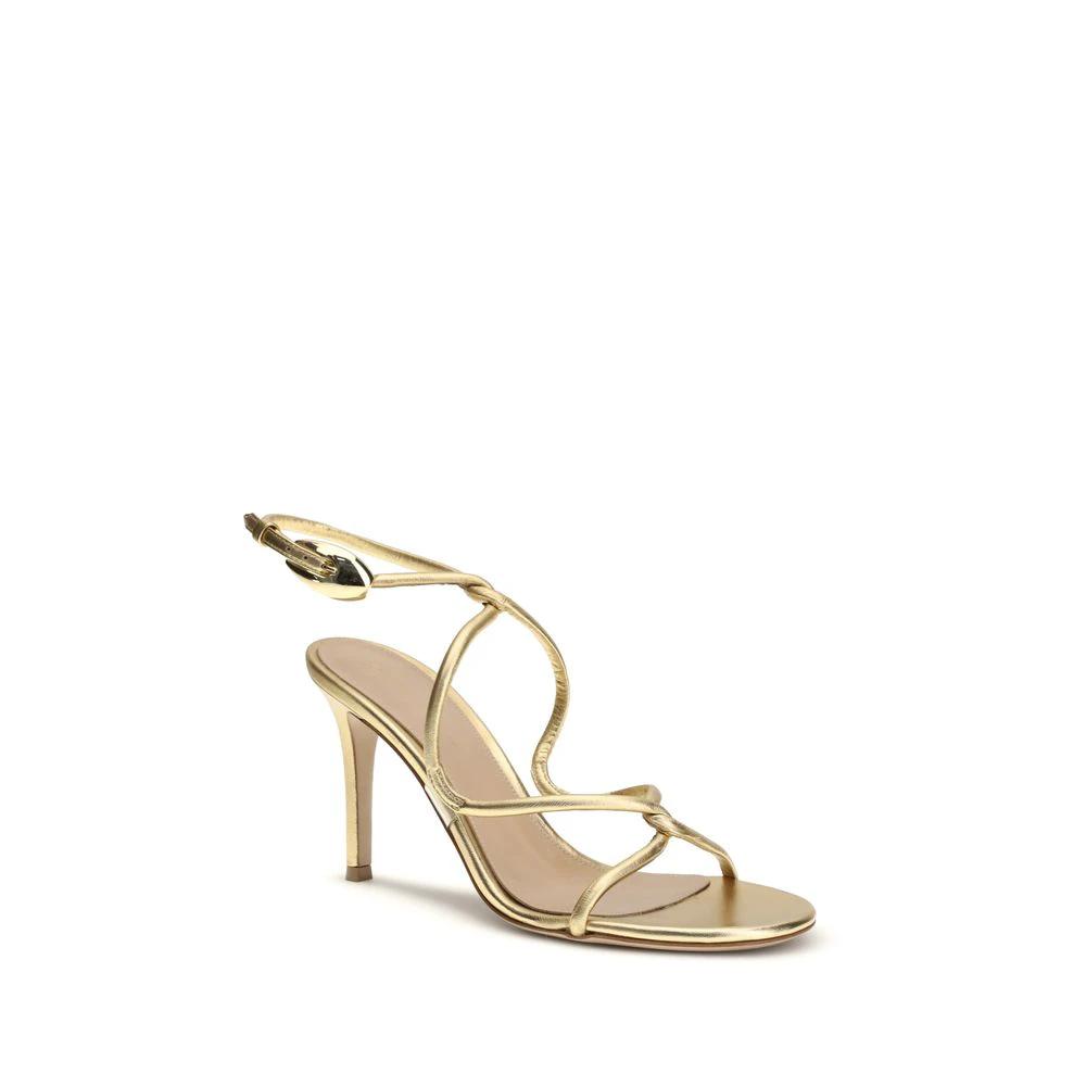 Gianvito Rossi Gold Calf Leather Bos Taurus Stiletto Heel Sandals by Gianvito Rossi