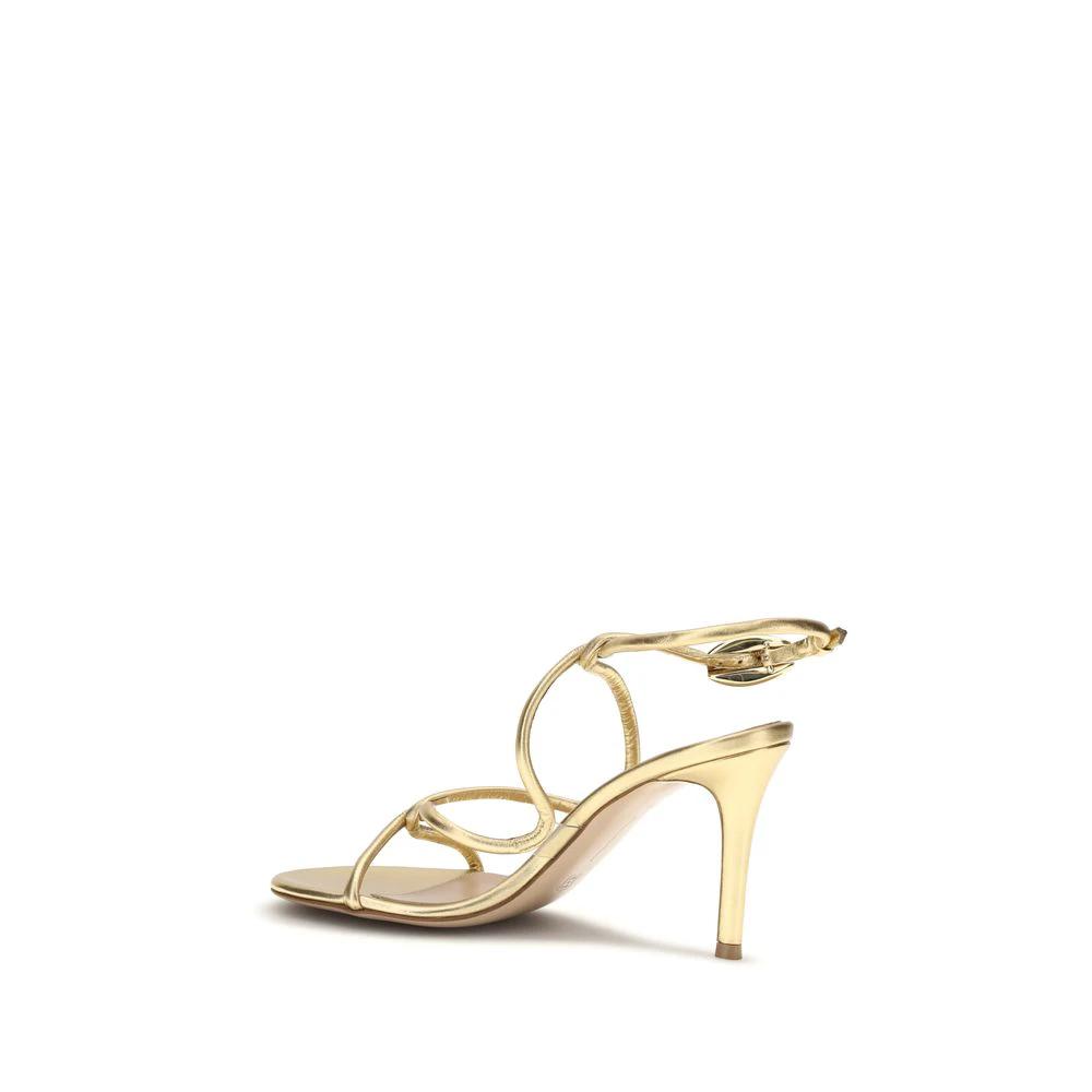 Gianvito Rossi Gold Calf Leather Bos Taurus Stiletto Heel Sandals by Gianvito Rossi